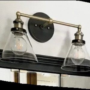 19"2 Bathroom Light Fixture with antique brass brushed black